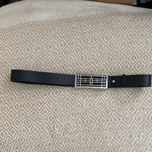 Black Genuine Leather Belt with Silver Buckle 40” Made in Italy